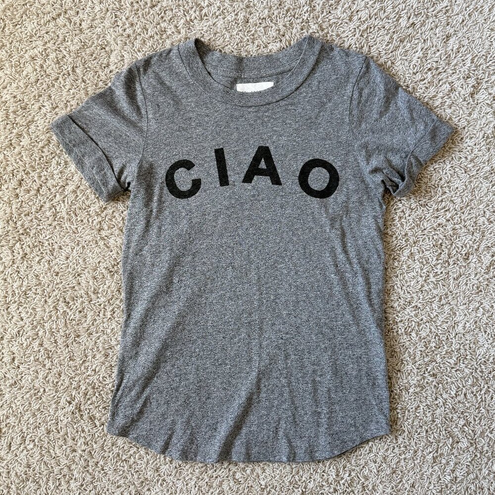 Sol Angeles Anthropologie Ciao Graphic Tee Heather Gray Size XS